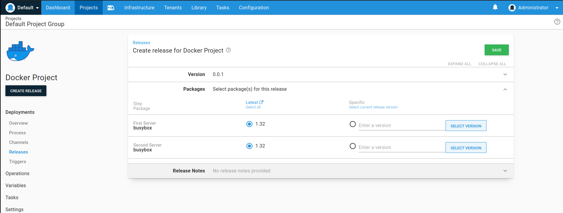 Creating a release of the Docker project