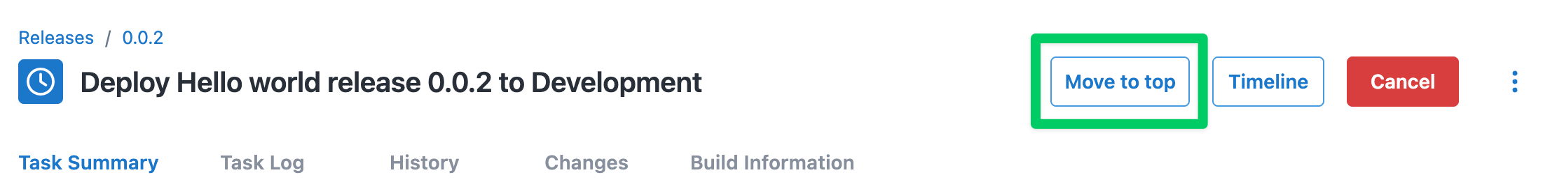 Release page showing ‘Move to top’ button.